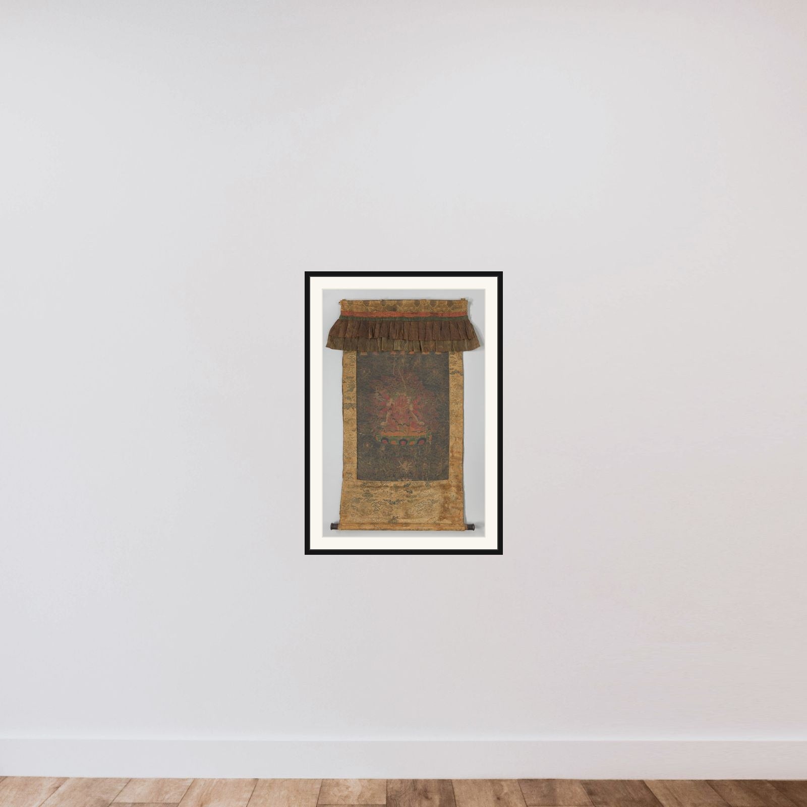 Tangka met een vorostelling van Hayagriva framed — shown to scale