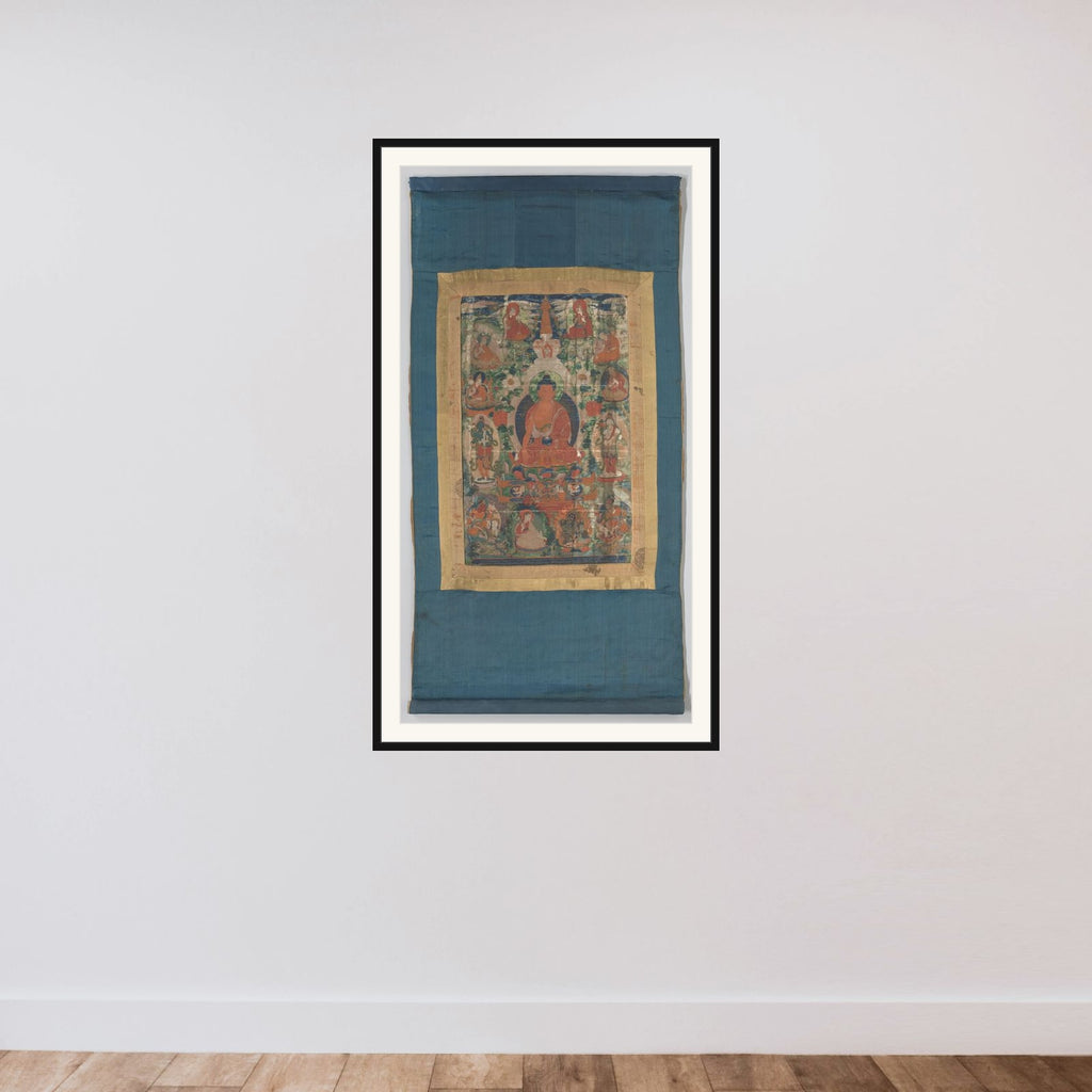 Sakyamuni framed — shown to scale