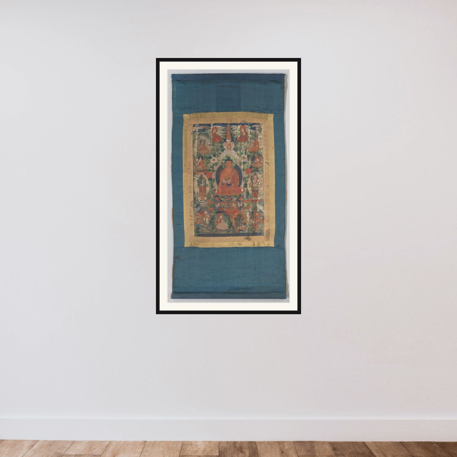 Sakyamuni framed — shown to scale