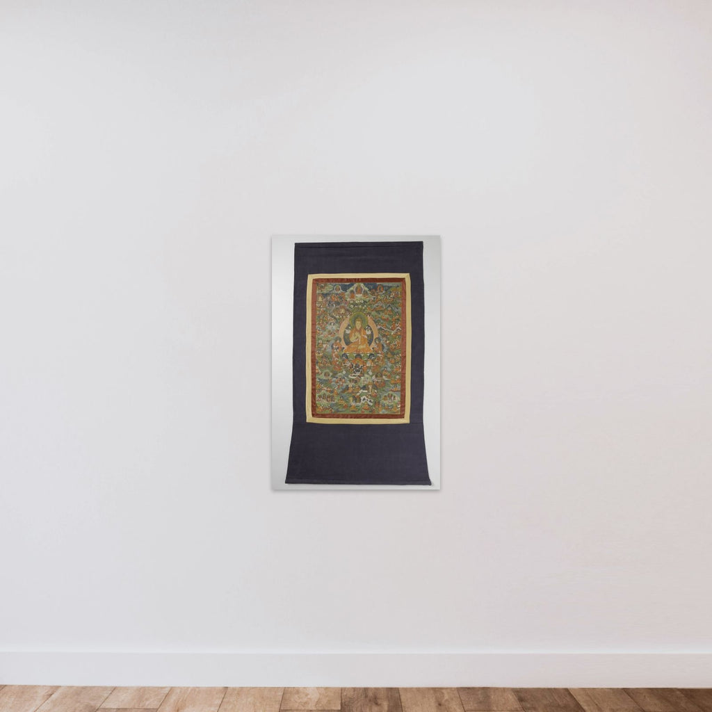 Thang-ka, centrale figuur Tsong-kha-pa unframed — shown to scale