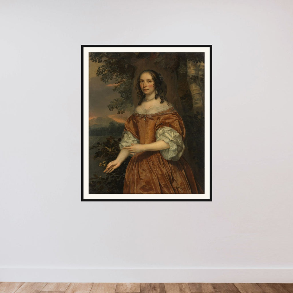 Portrait of Maria de Witte Françoisdr (1616-70) framed — shown to scale