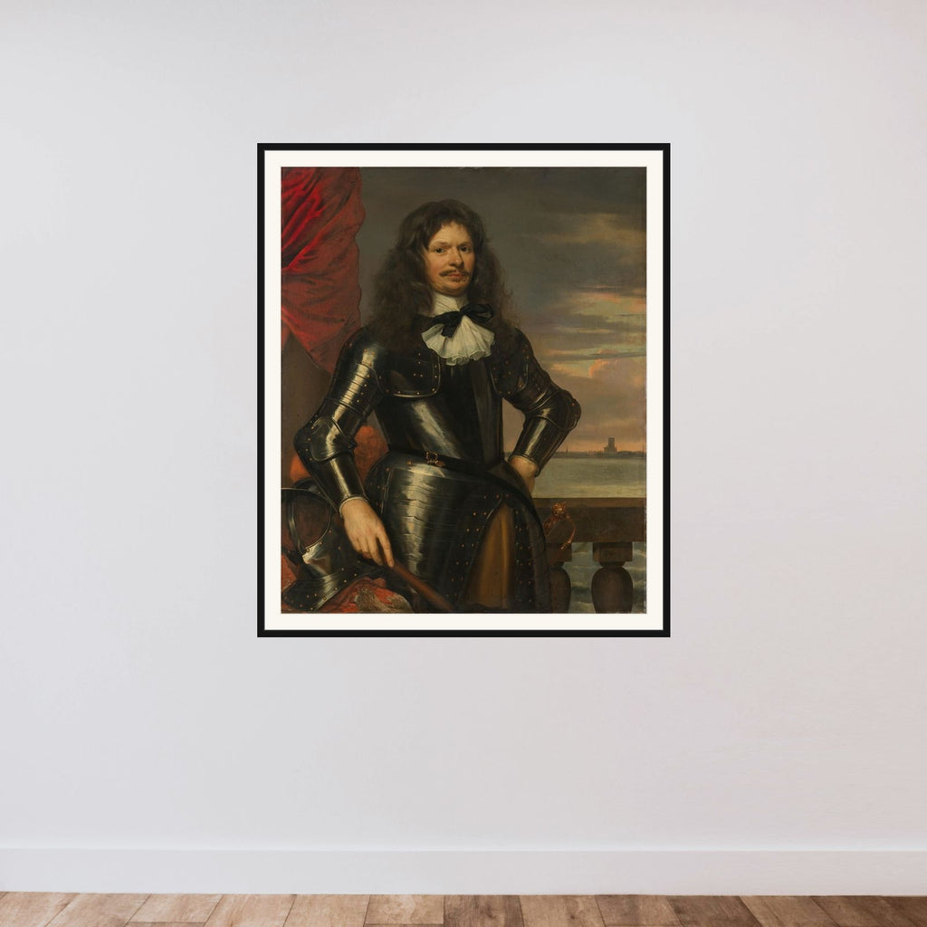 Portrait of Johan van Beaumont (1609-95) framed — shown to scale