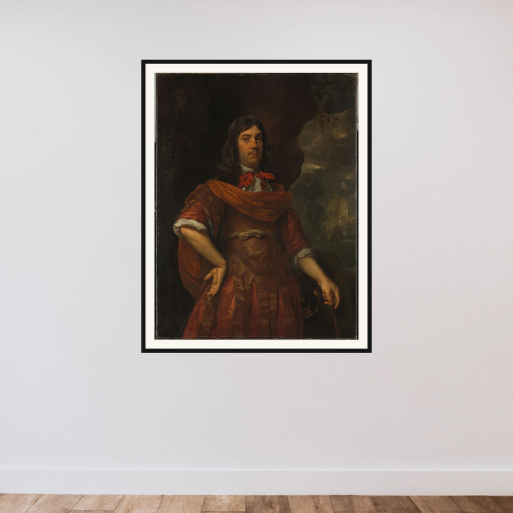 Portrait of Cornelis Tromp (1629-91) framed — shown to scale