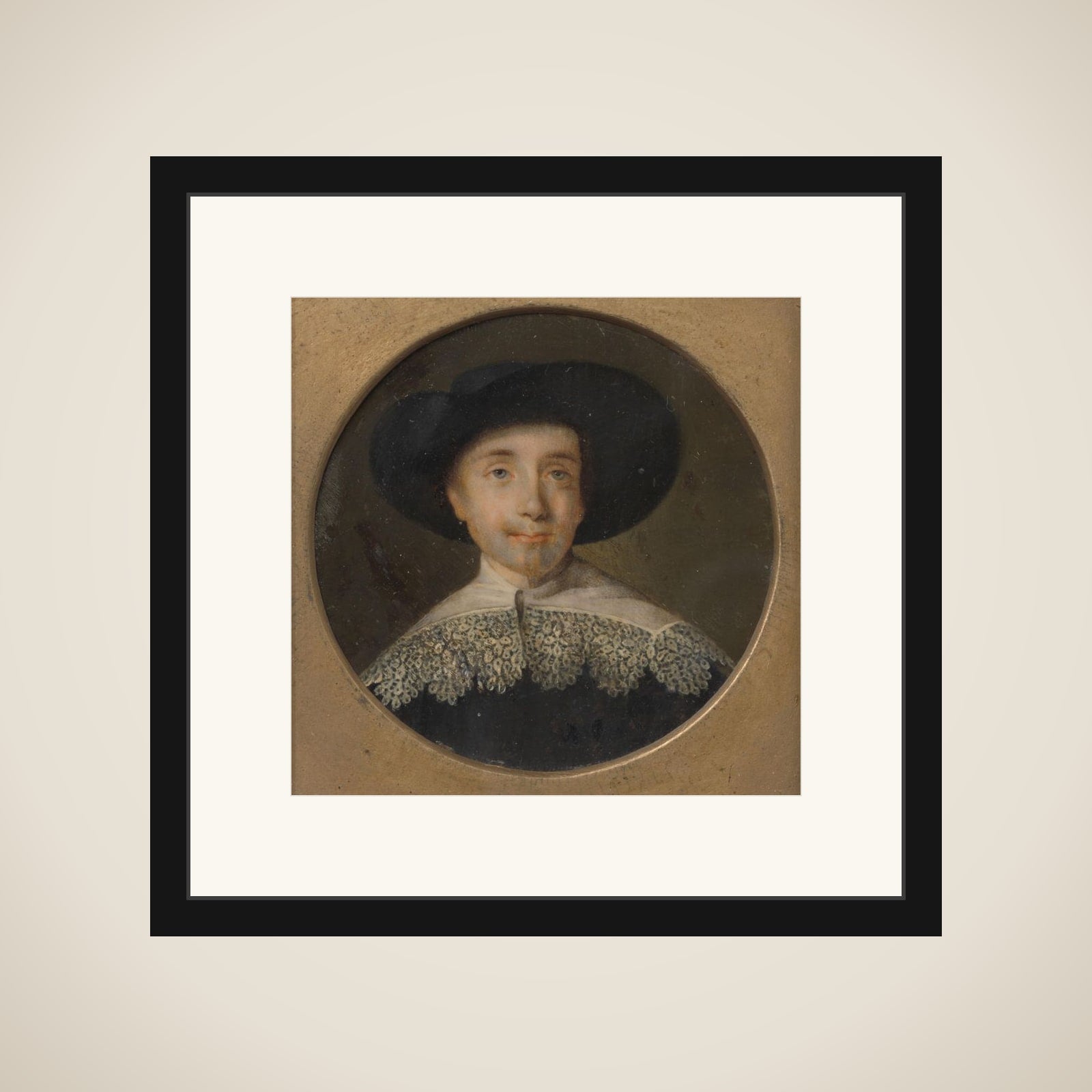 Portrait of een man in zeventiende-eeuwse kleding framed
