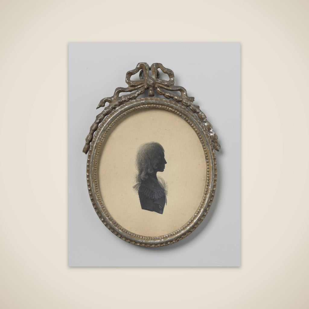 Silhouet portret van een boy unframed print