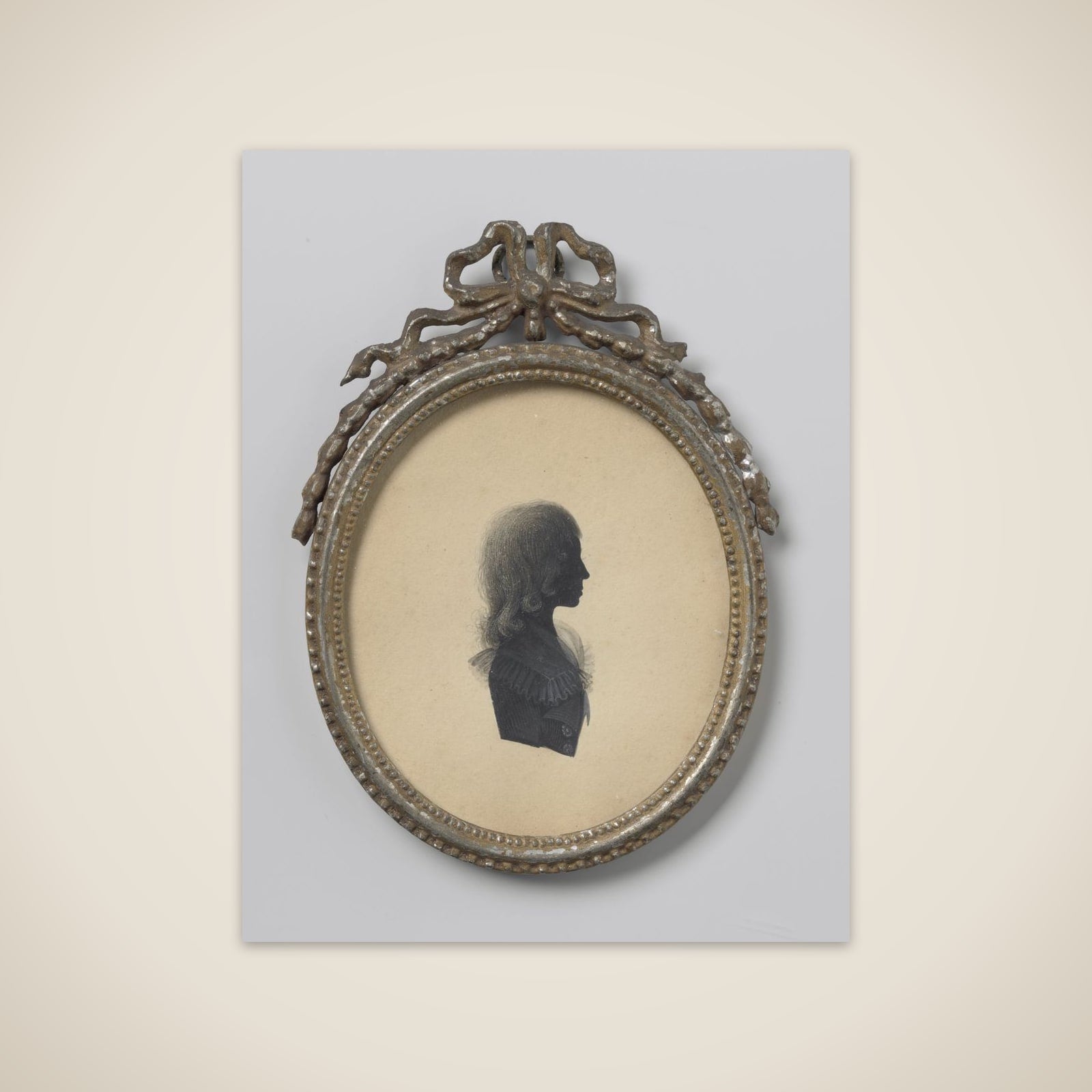 Silhouet portret van een boy unframed print