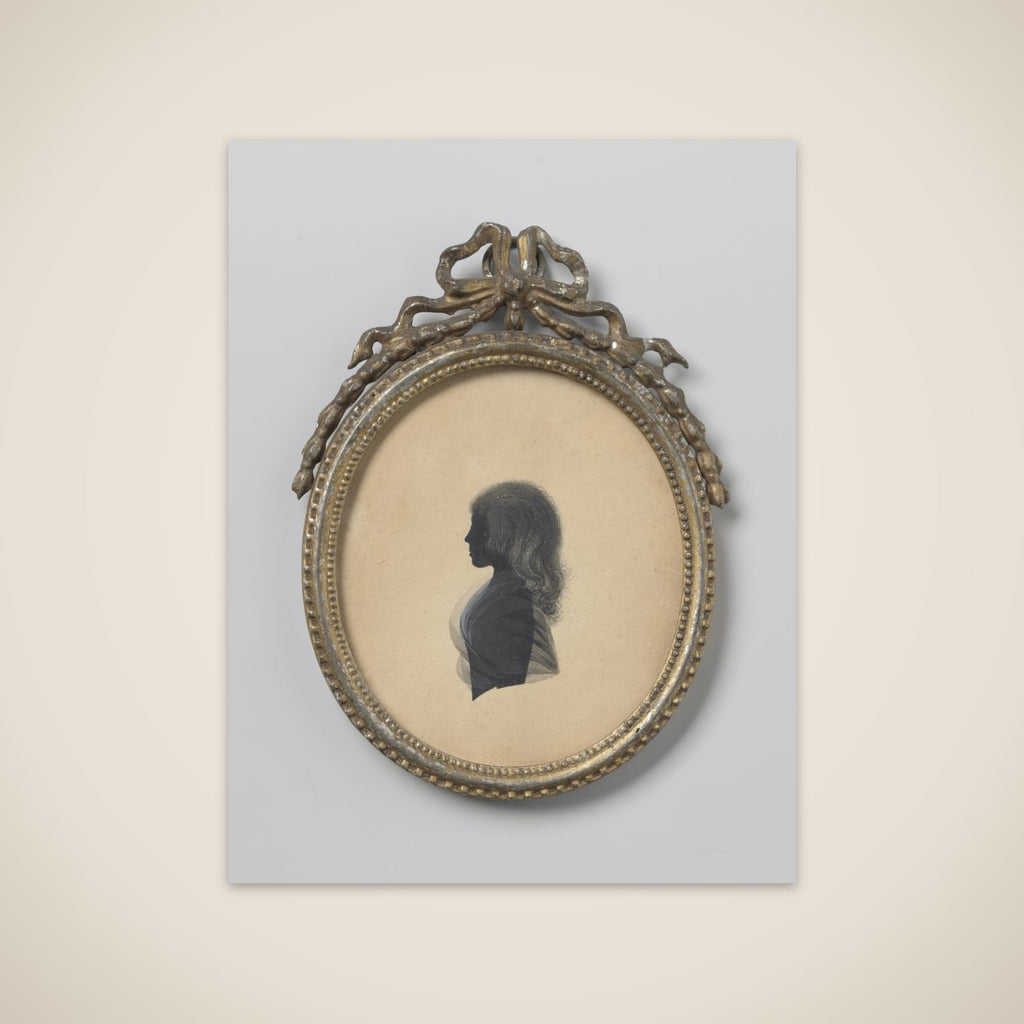 Silhouet portret van een girl unframed print