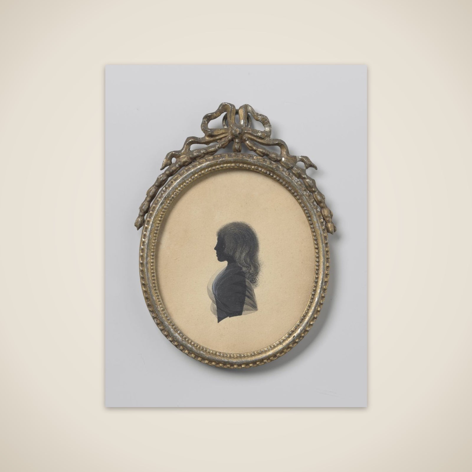 Silhouet portret van een girl unframed print