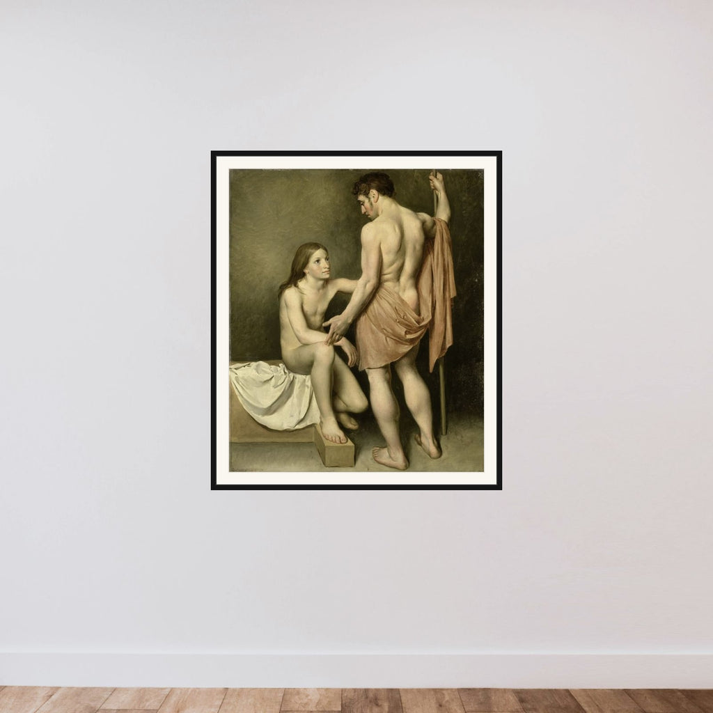 Academic Study of a Man and a Woman framed — shown to scale