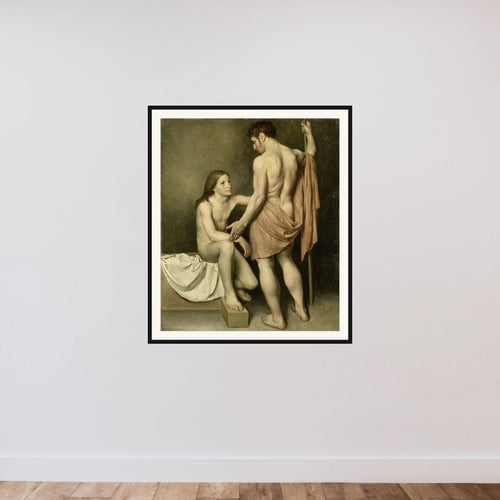 Academic Study of a Man and a Woman framed — shown to scale