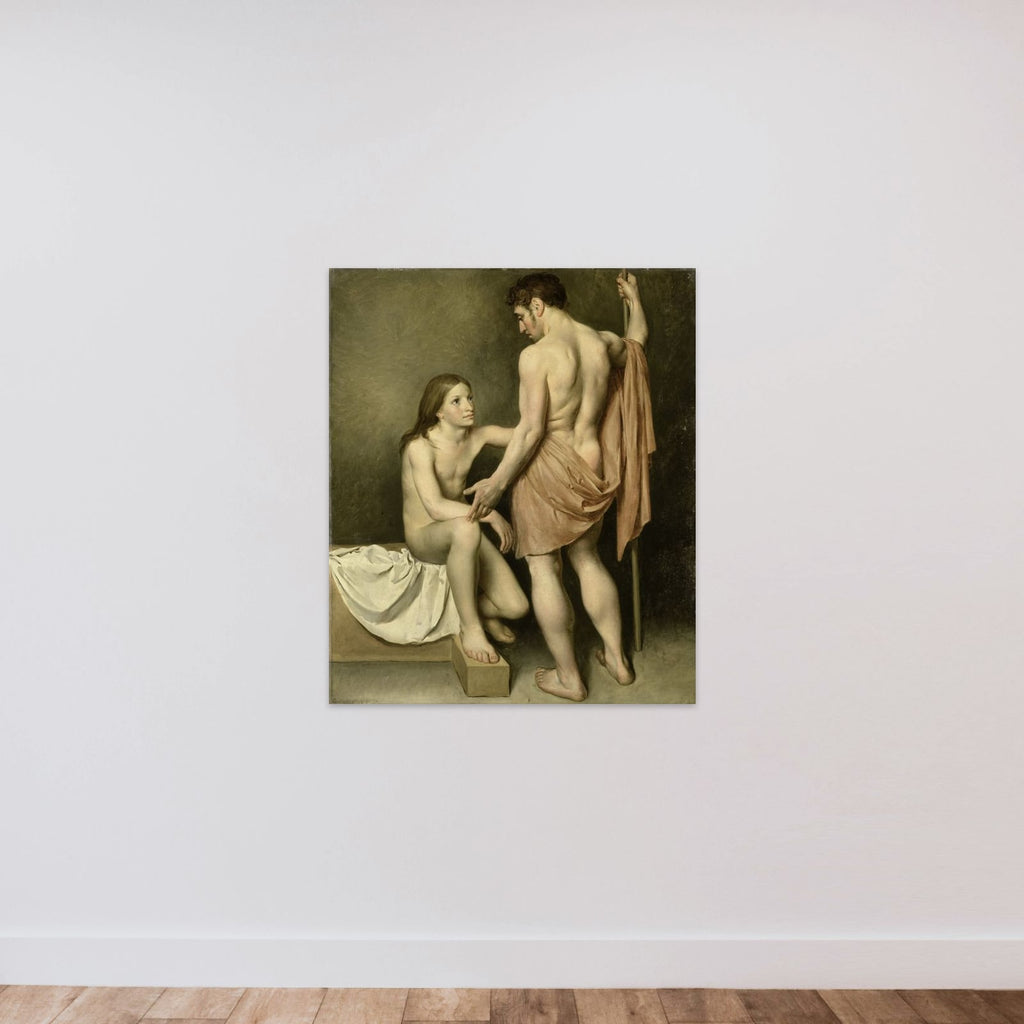 Academic Study of a Man and a Woman unframed — shown to scale