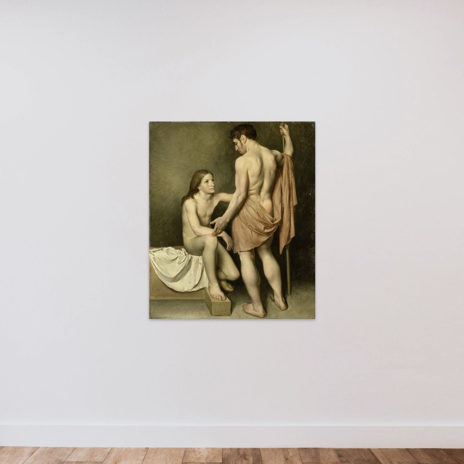 Academic Study of a Man and a Woman unframed — shown to scale