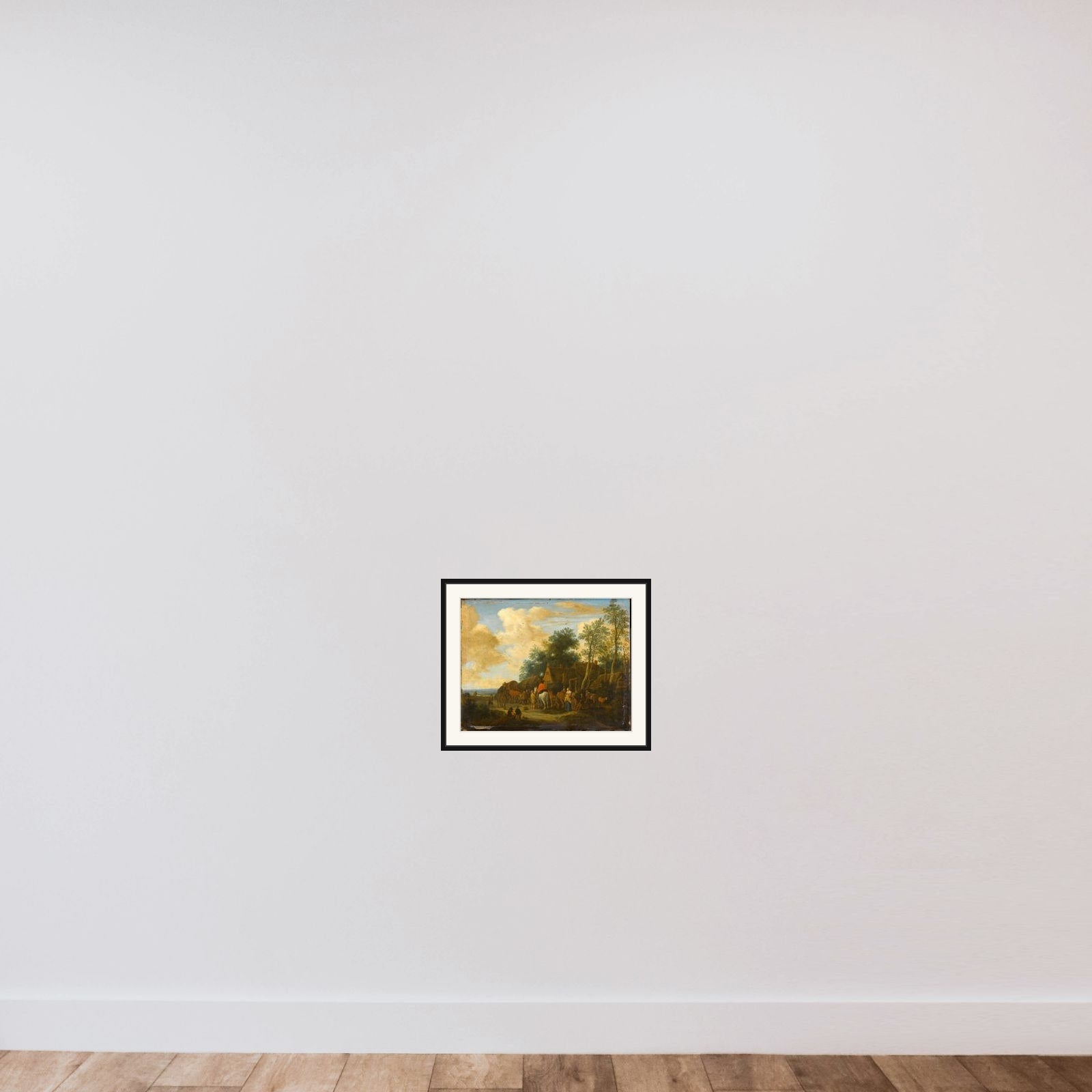 Halting at a Roadside Inn framed — shown to scale
