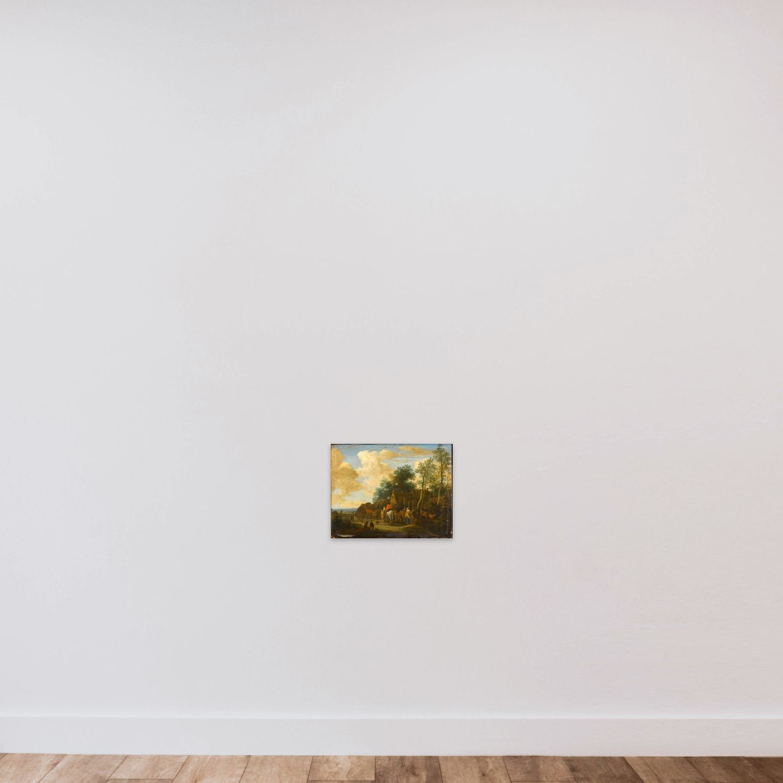Halting at a Roadside Inn unframed — shown to scale