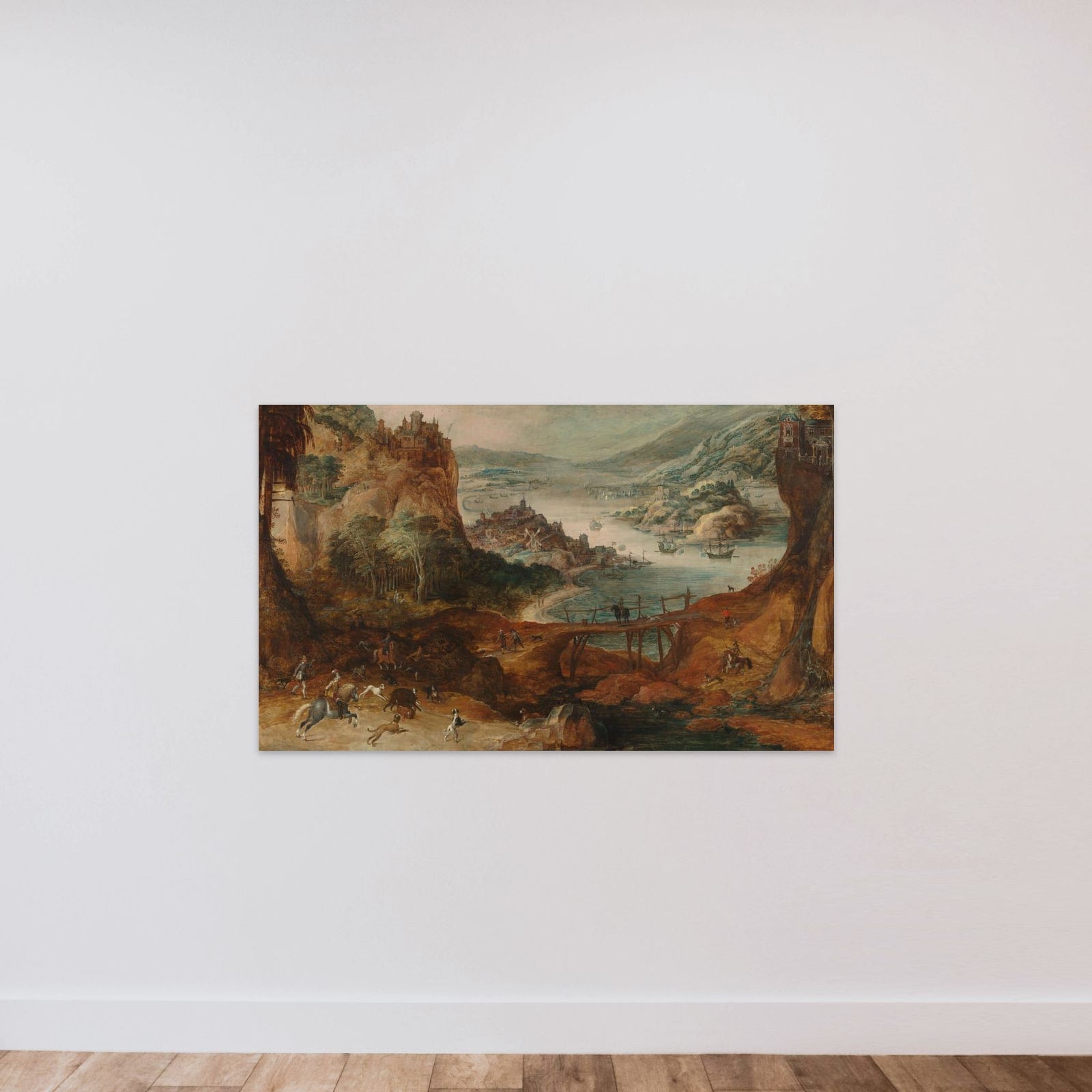 River Landscape with Boar Hunt unframed — shown to scale