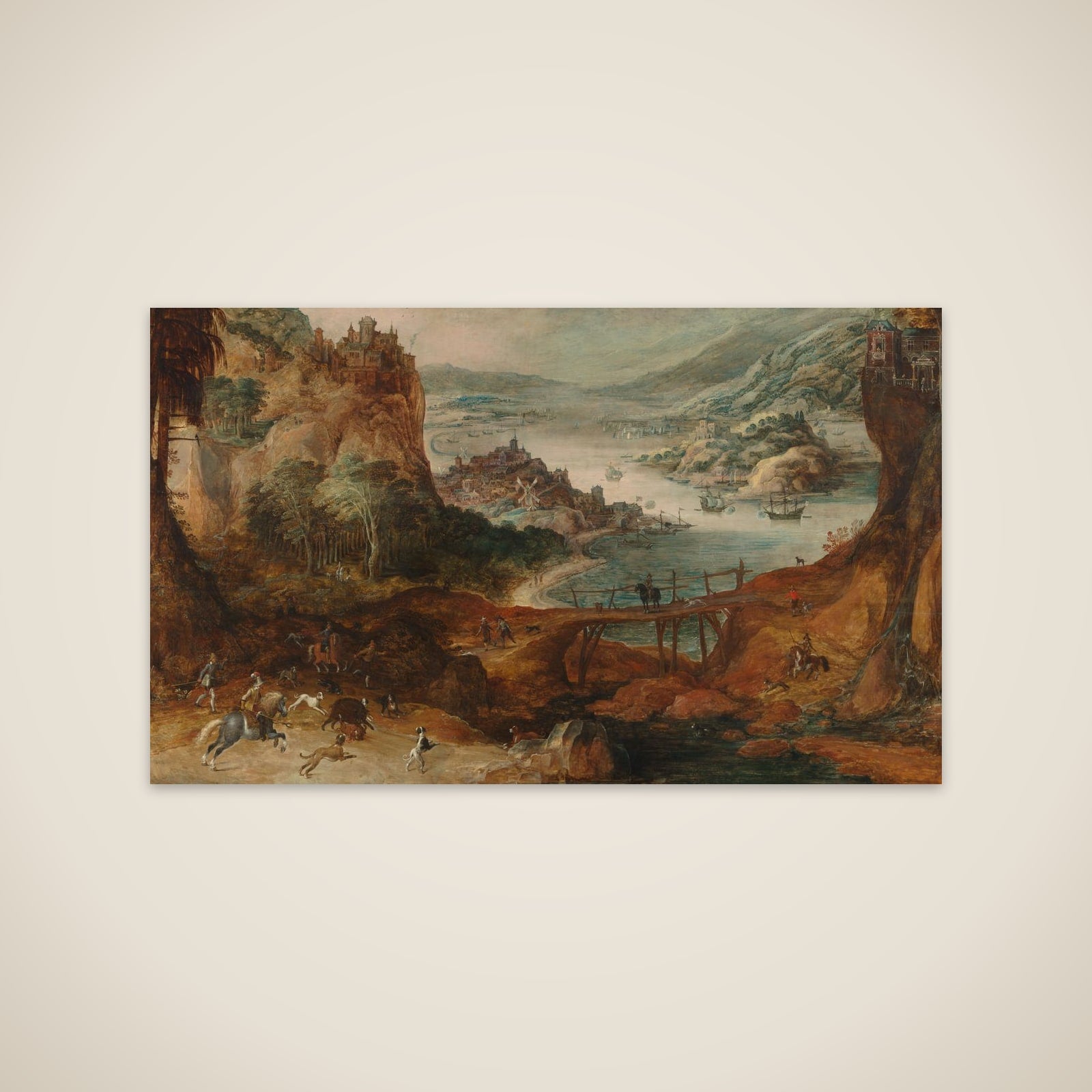 River Landscape with Boar Hunt unframed print