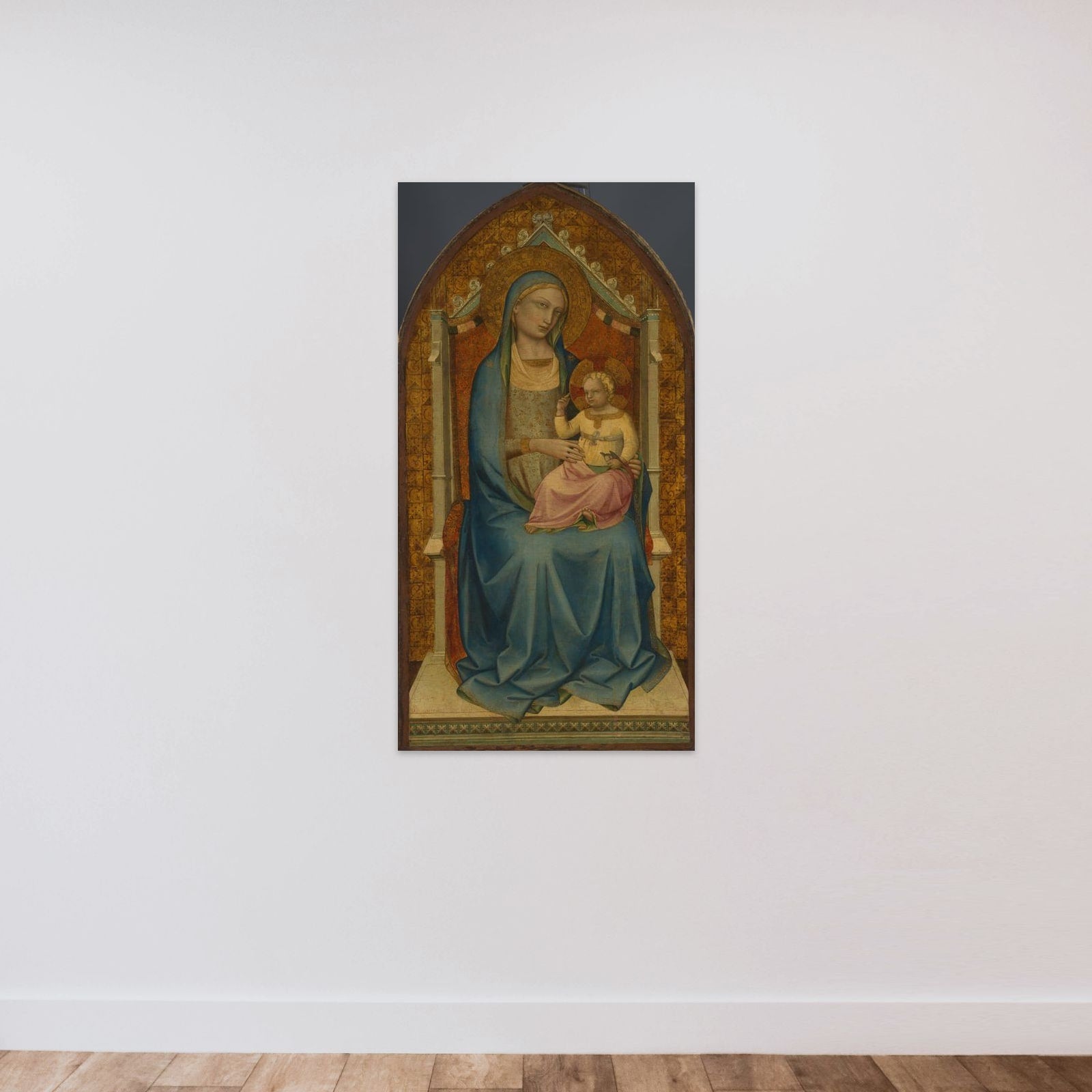 Virgin and Child unframed — shown to scale