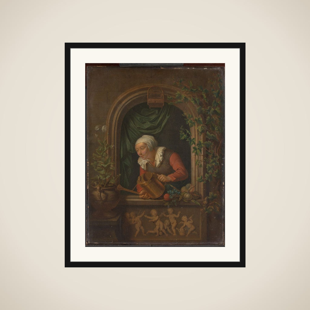 Woman Watering a Plant framed