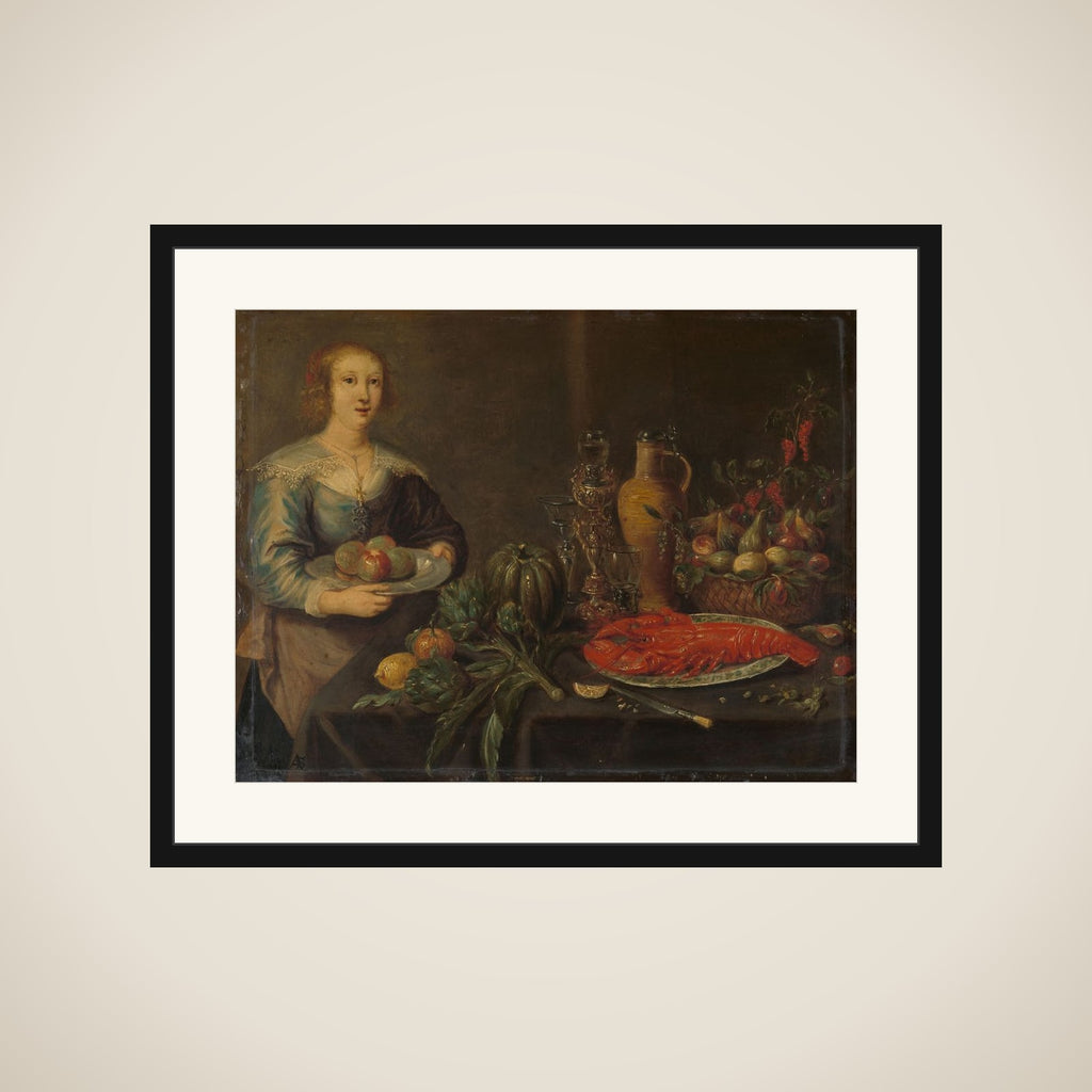 Servant by a Larder Table framed