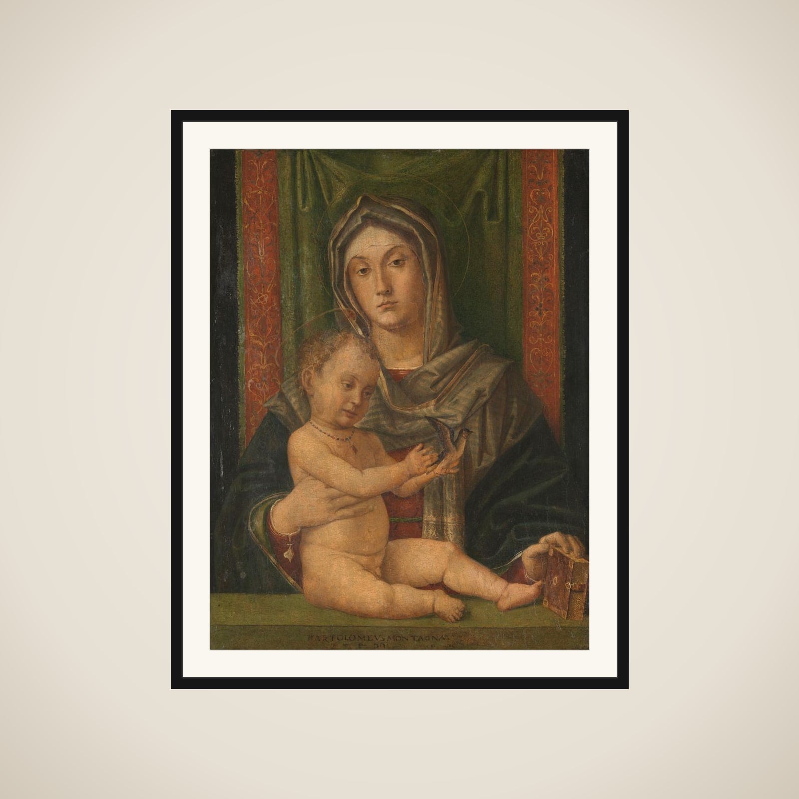 Virgin and Child framed