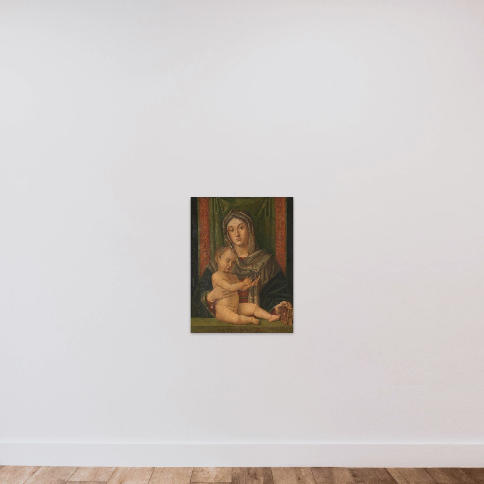 Virgin and Child unframed — shown to scale