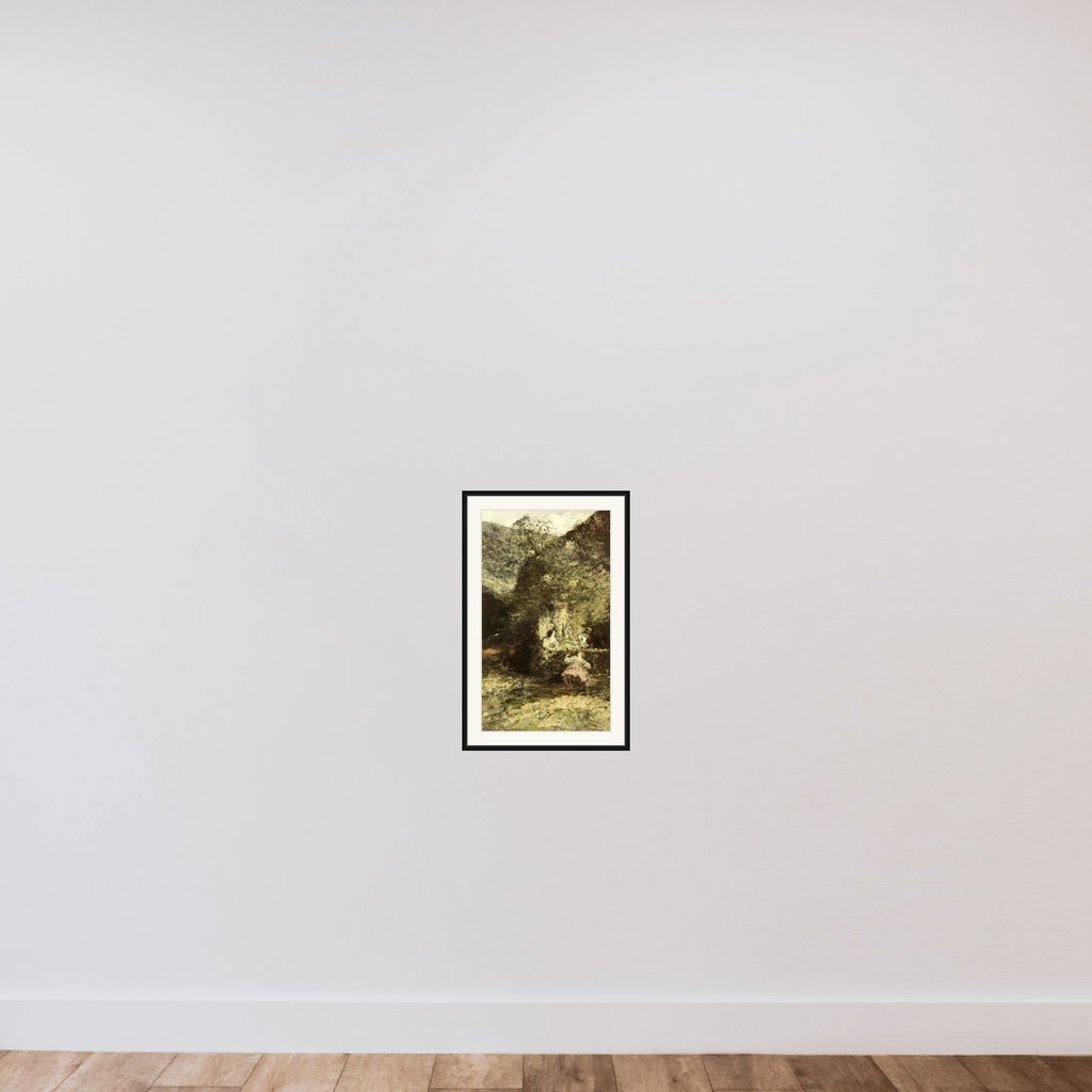 Figures near a Fountain framed — shown to scale