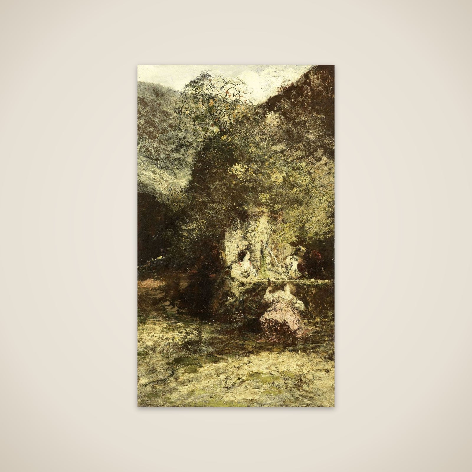 Figures near a Fountain unframed print
