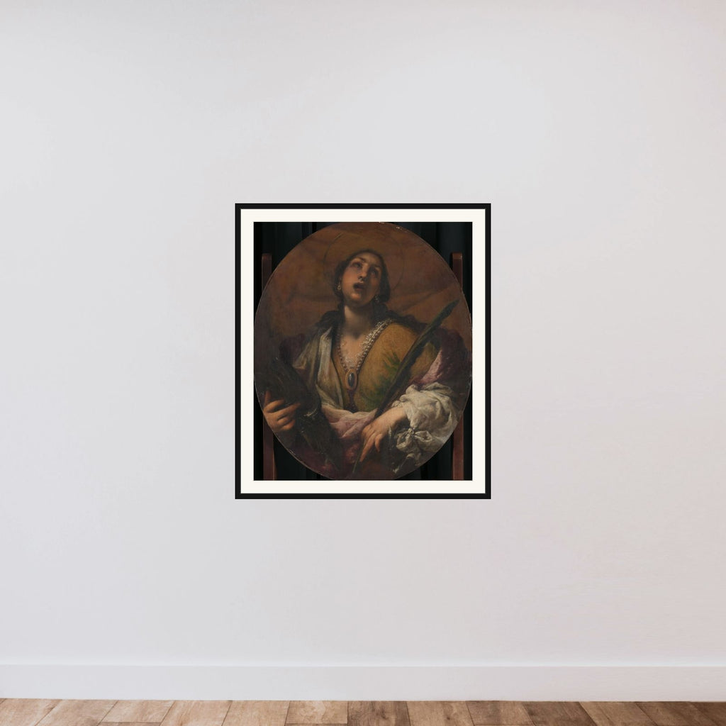 Saint Catherine framed — shown to scale