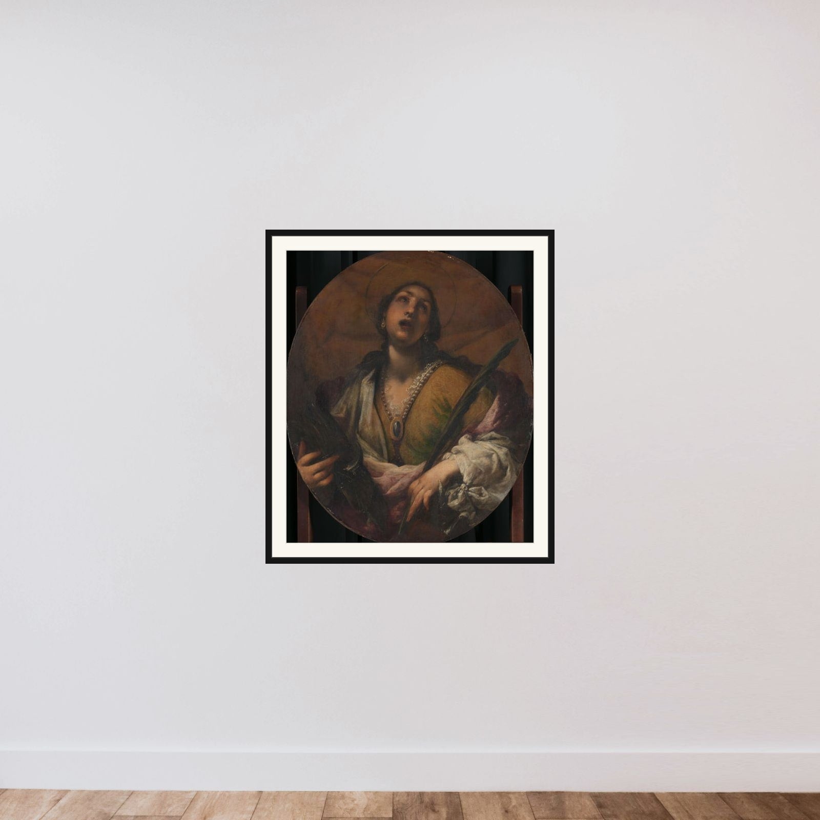 Saint Catherine framed — shown to scale