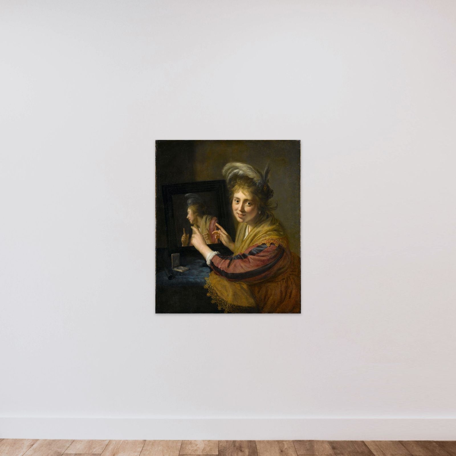 Girl at the Mirror unframed — shown to scale