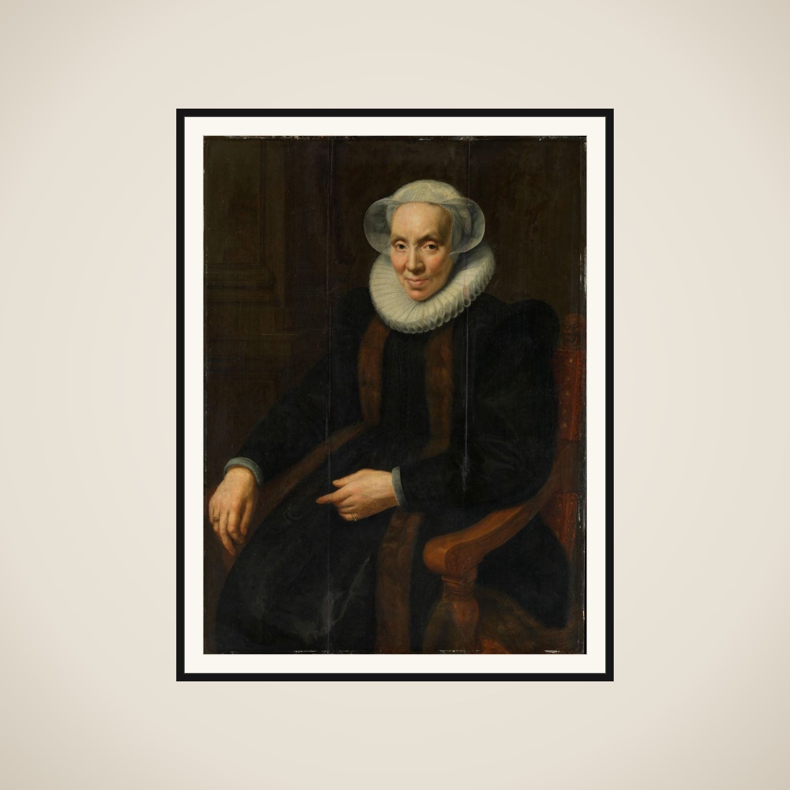 Portrait of Maria van Utrecht (c. 1552/53-1629). Wife of Johan van Oldenbarnevelt framed