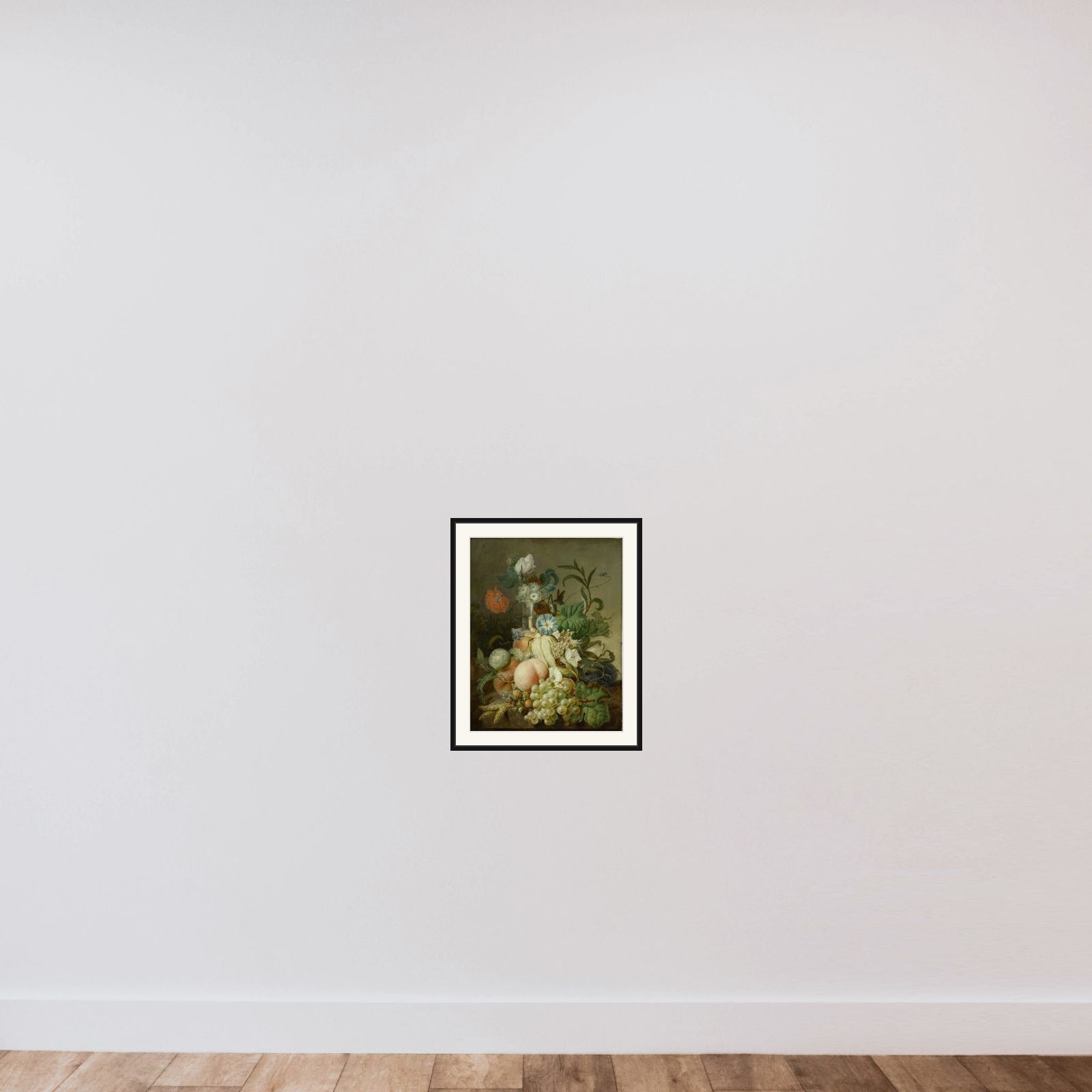 Still Life with Flowers and Fruit framed — shown to scale