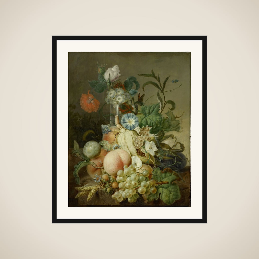 Still Life with Flowers and Fruit framed