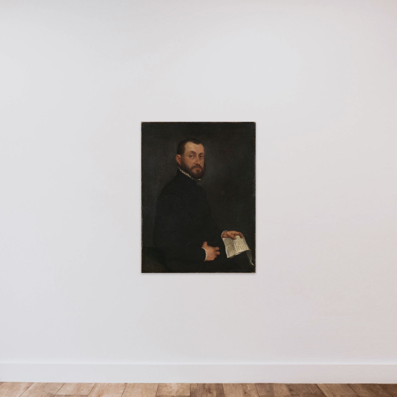 Portrait of a Man unframed — shown to scale