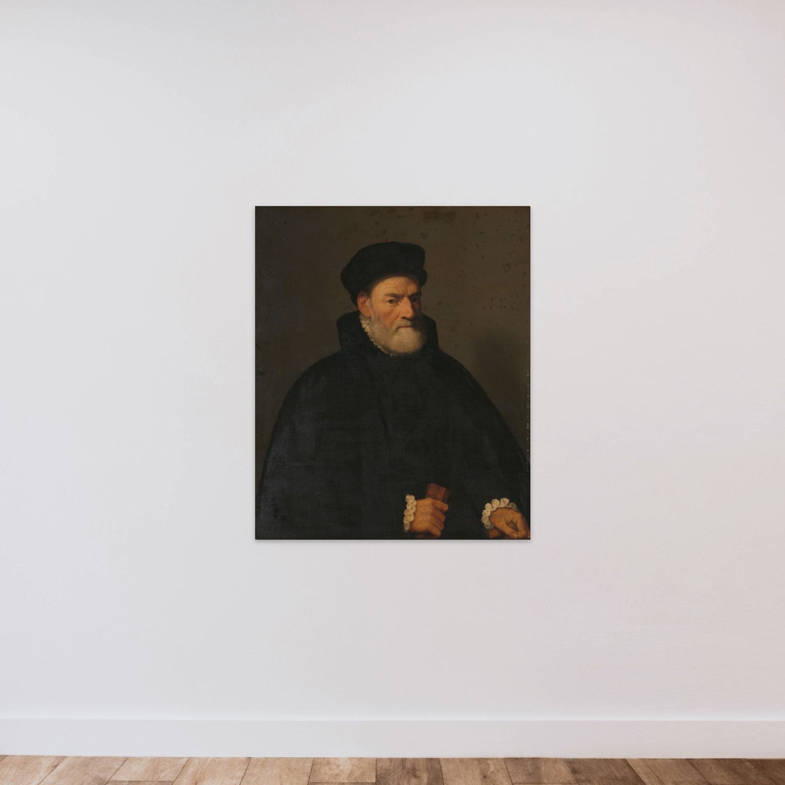Portrait of an Old Man, probably Vercellino Olivazzi, Senator from Bergamo unframed — shown to scale