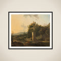 Italina landscape with round tower framed