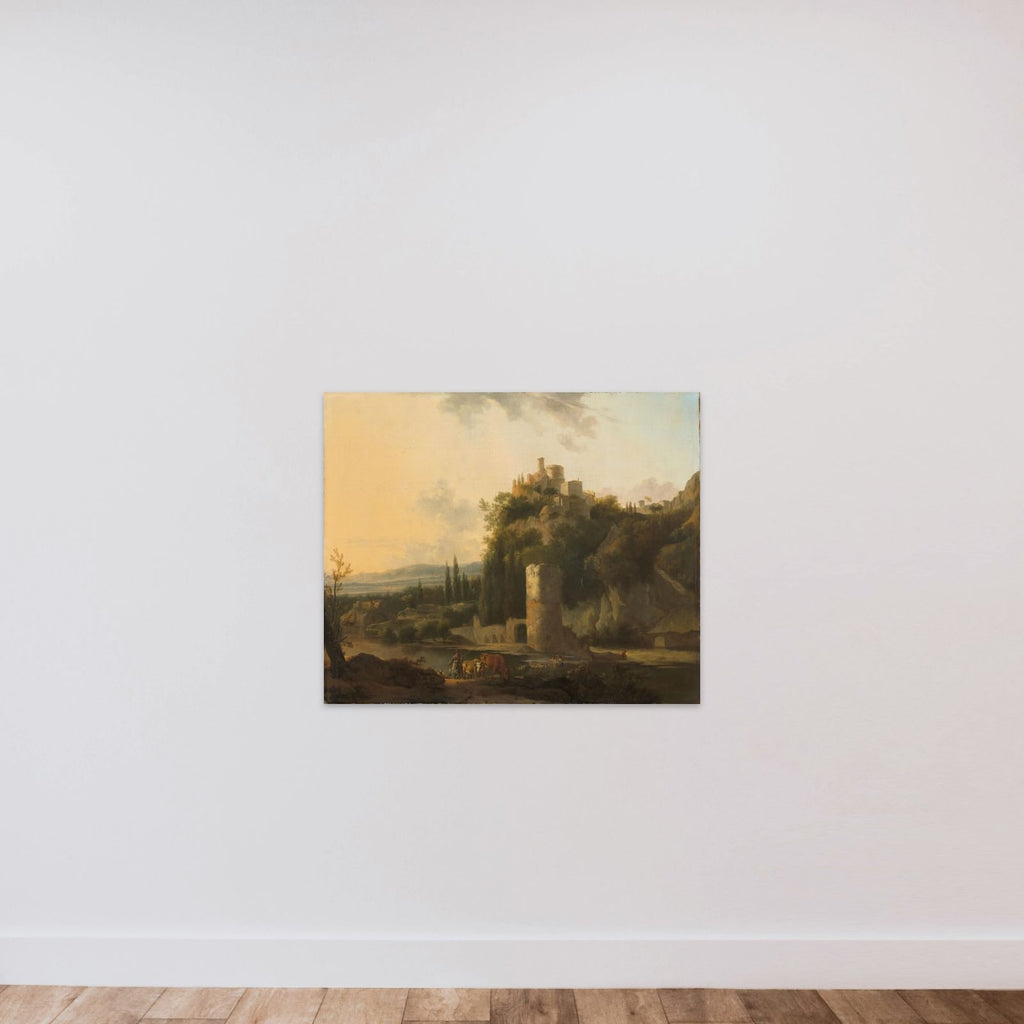 Italina landscape with round tower unframed — shown to scale