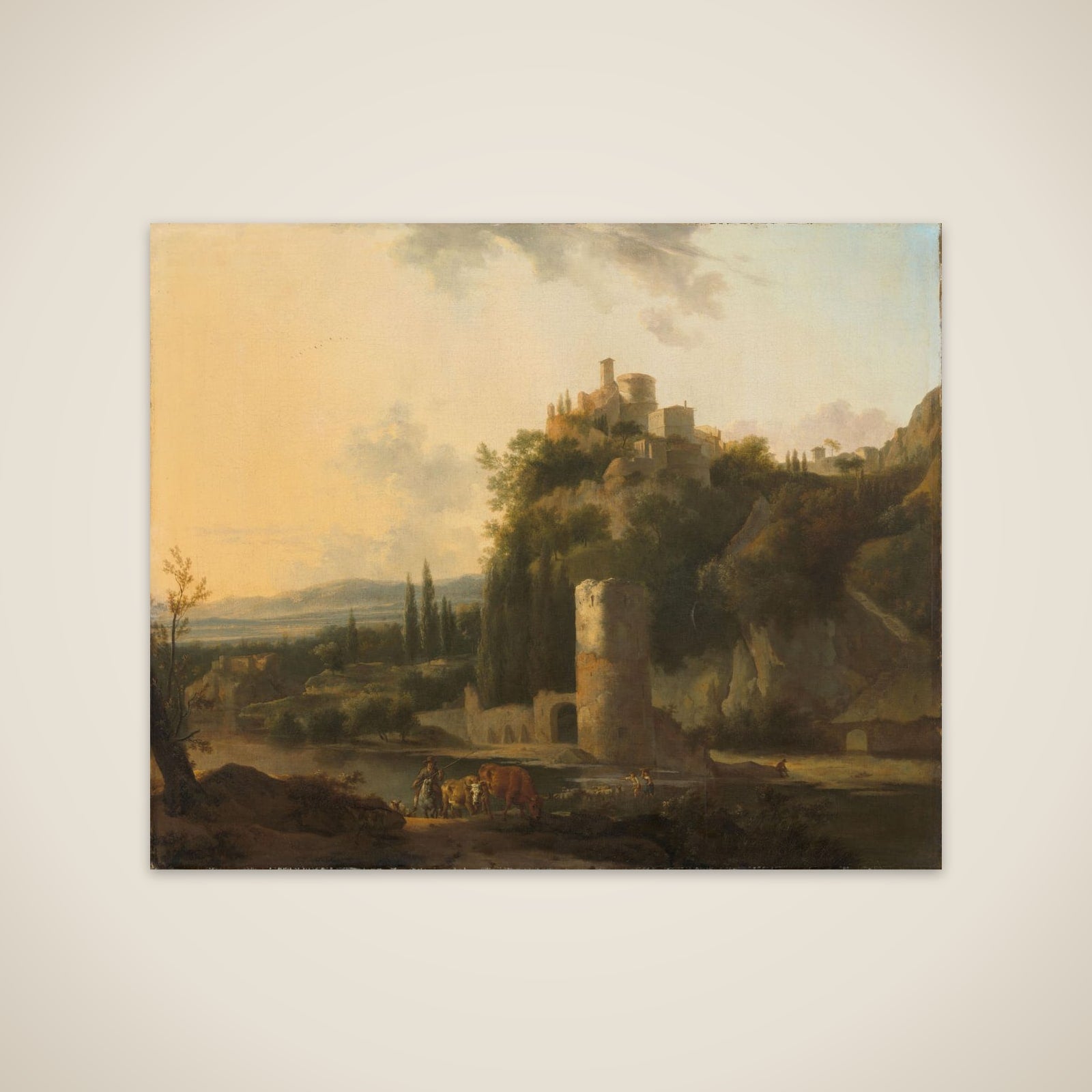 Italina landscape with round tower unframed print