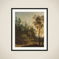 Italian Landscape with Hunters framed