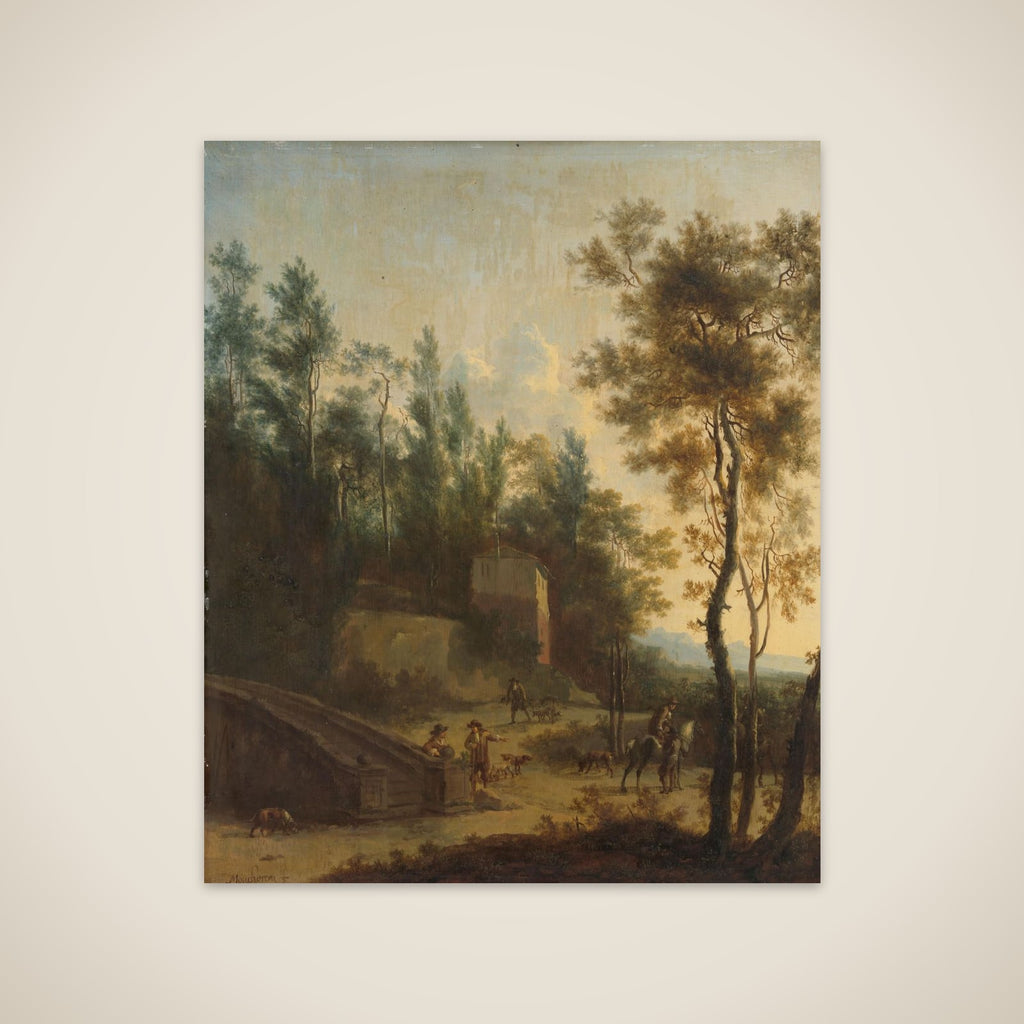 Italian Landscape with Hunters unframed print