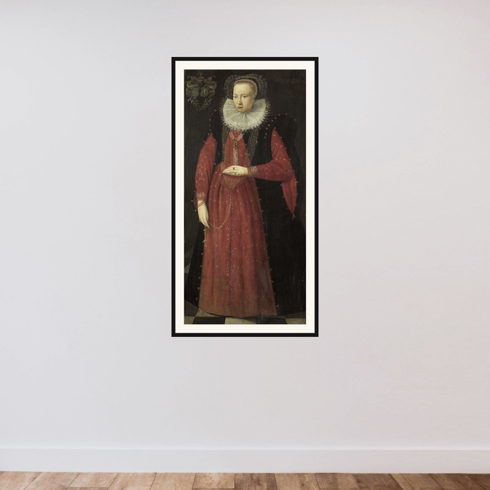 Portrait of Doedt van Holdinga (1570-1646) framed — shown to scale