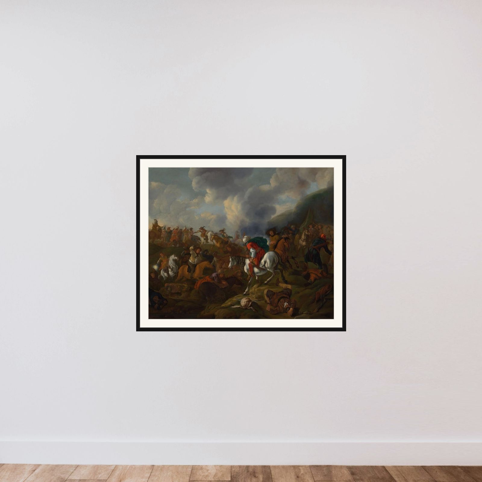 A Cavalry Encounter between Turkish Troops and the Troops of the Austrian Emperor framed — shown to scale