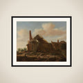 Farmhouse in ruins framed