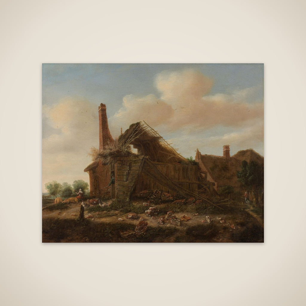 Farmhouse in ruins unframed print