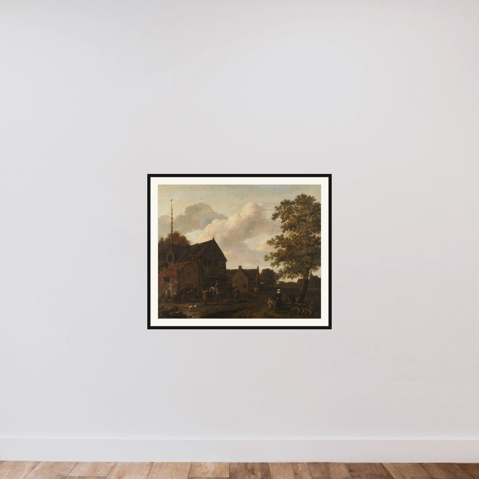 The watering place framed — shown to scale