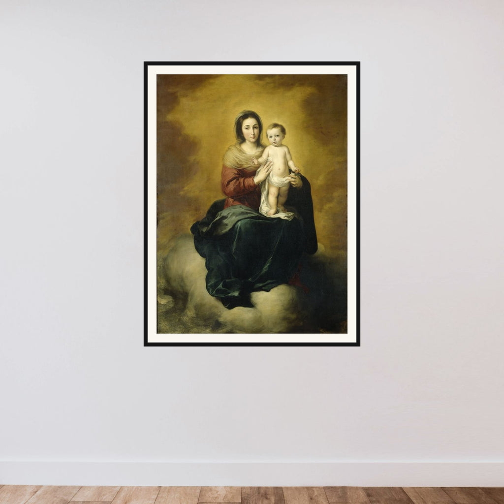 Virgin and Child framed — shown to scale