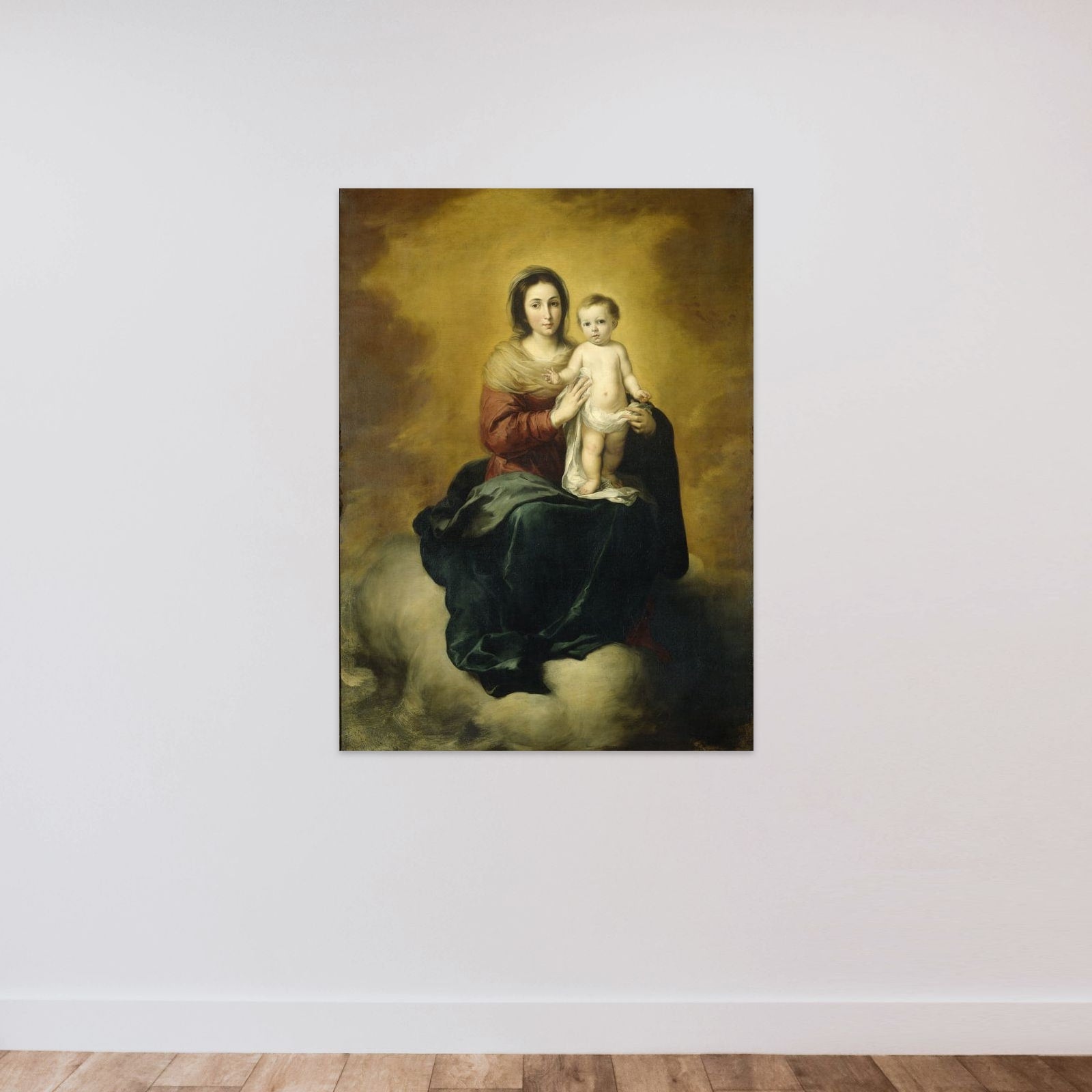 Virgin and Child unframed — shown to scale