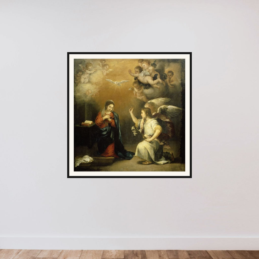 Annunciation to the Virgin framed — shown to scale