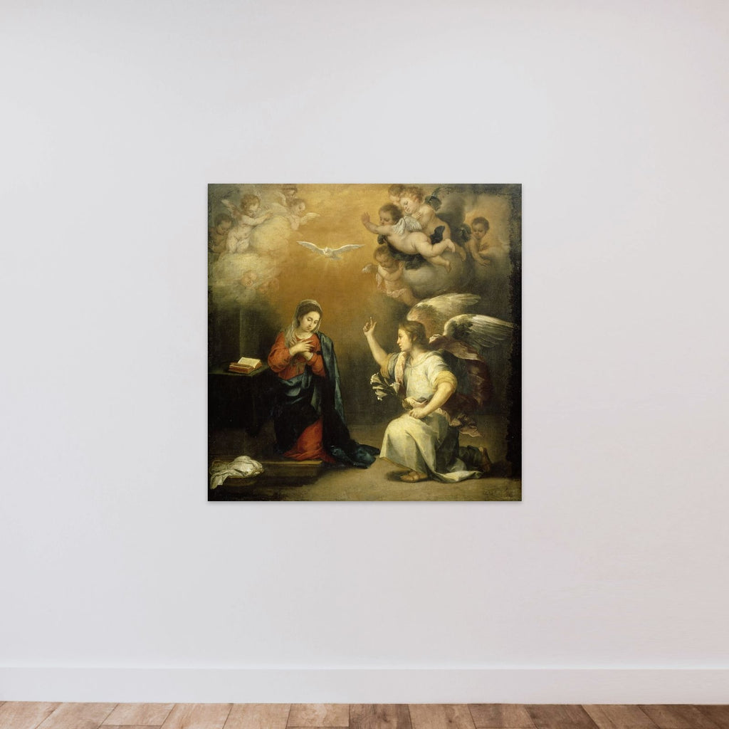 Annunciation to the Virgin unframed — shown to scale