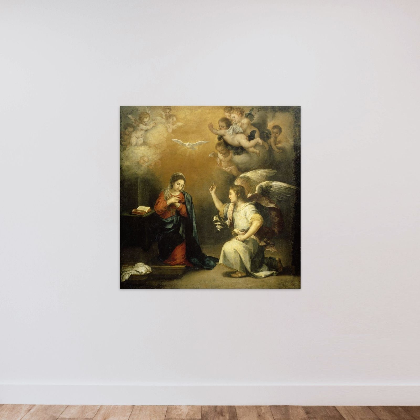 Annunciation to the Virgin unframed — shown to scale